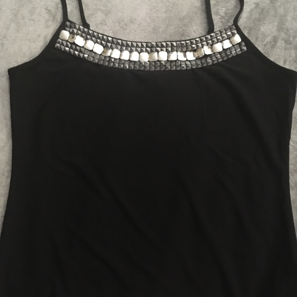 Dressbarn Black Camisole with Silver Accents